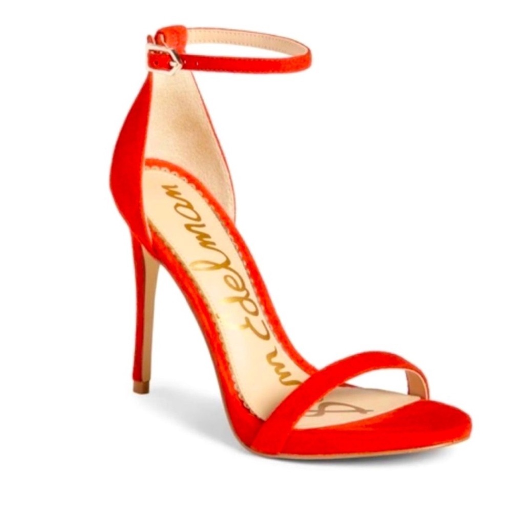 Sam Edelman Vibrant Red Ankle Strap Heels